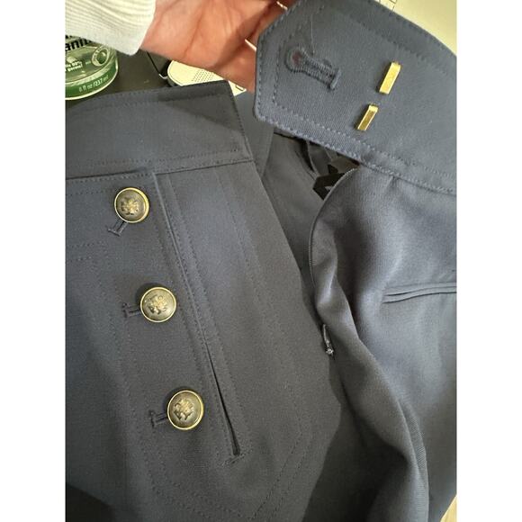 TORY BURCH Size 14 BUTTON DETAIL CROP PANTS IN TORY NAVY - Picture 10 of 12